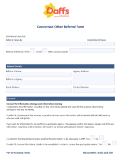 Referral form page one, about